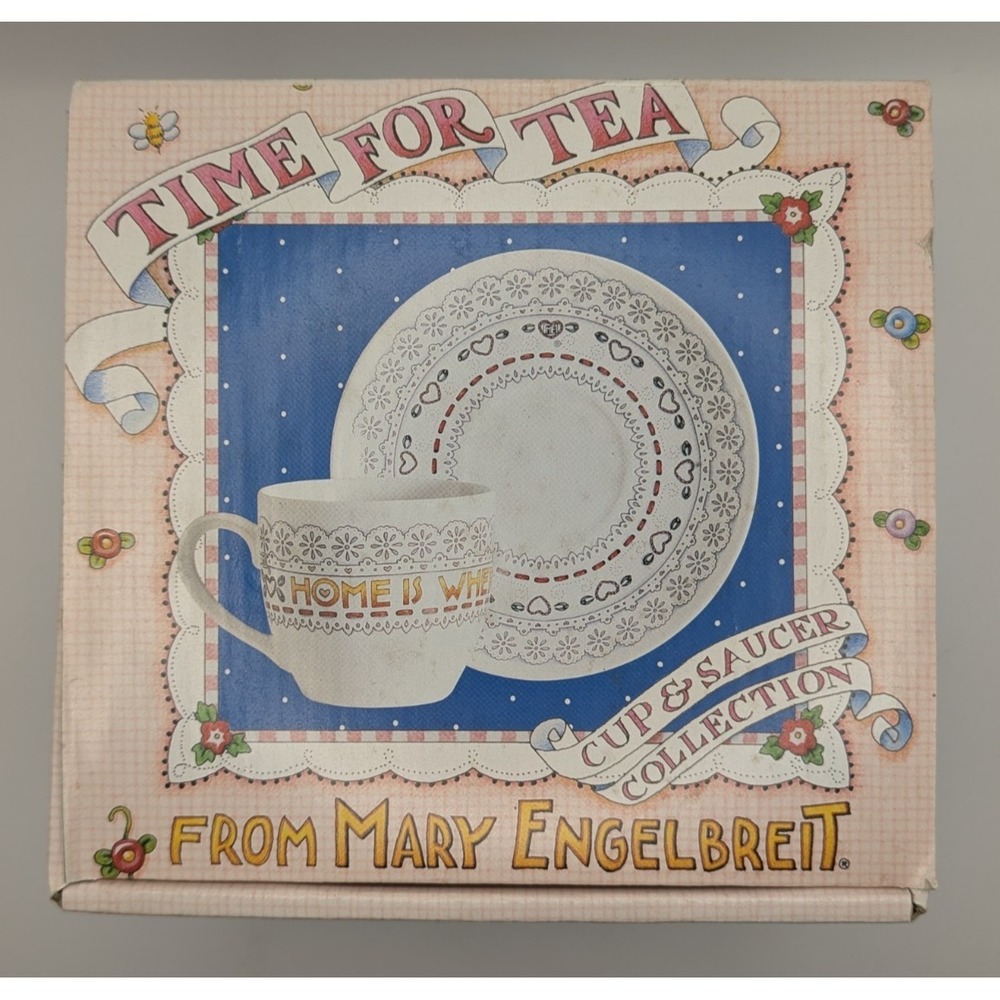 MARY ENGELBREIT Home Is Where The Heart Is Tea Cup & Saucer Set